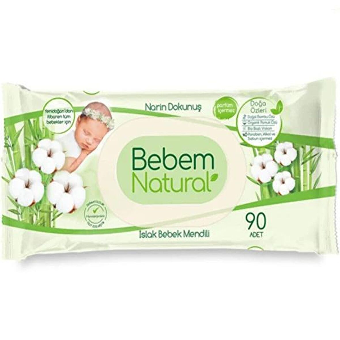 Bebem Natural Yenidoğan Alkolsüz 90 Yaprak 1 Paket Islak Mendil