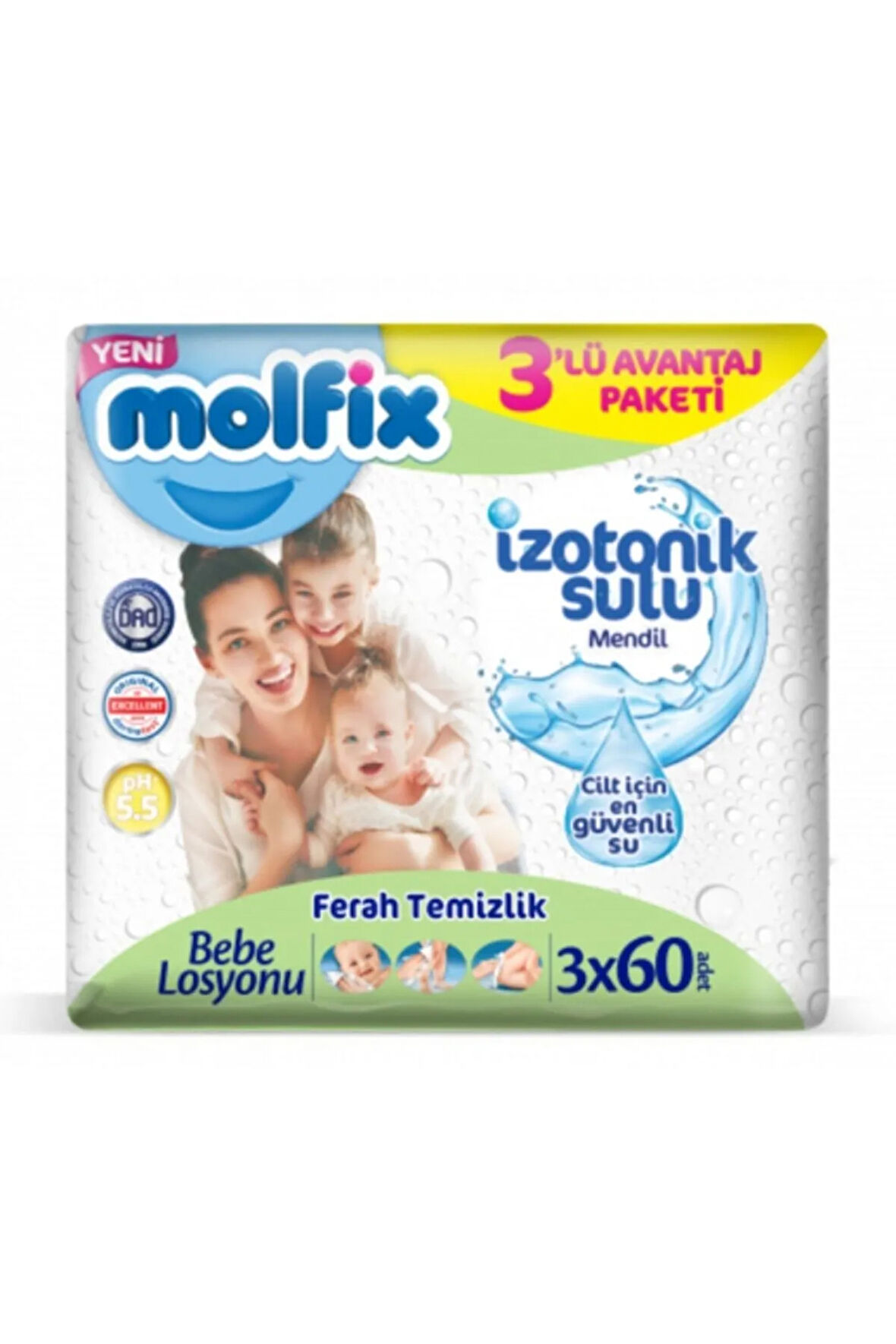Ferah Temizlik Izotonik Sulu Mendil 3´lü Avantaj Paketi 180´li