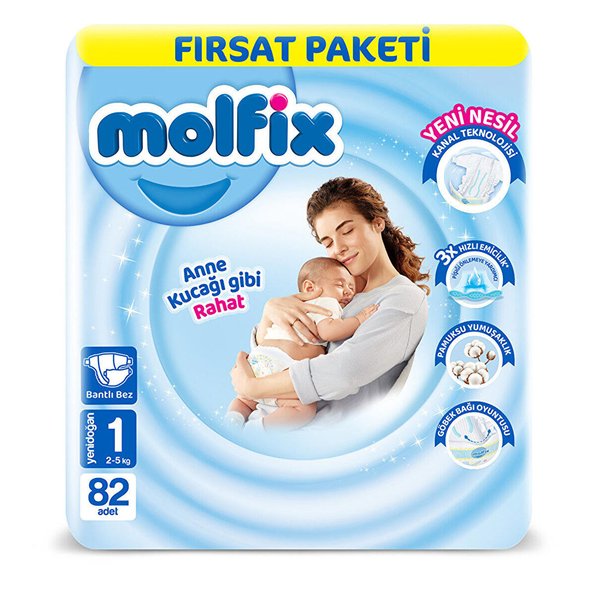 Molfix 1 Numara Yenidoğan 82'li Bel Bantlı Bez