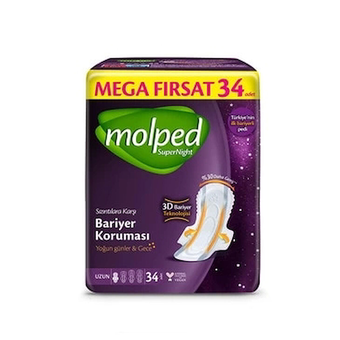 Molped Süpernight Uzun Ped Mega 34 Adet