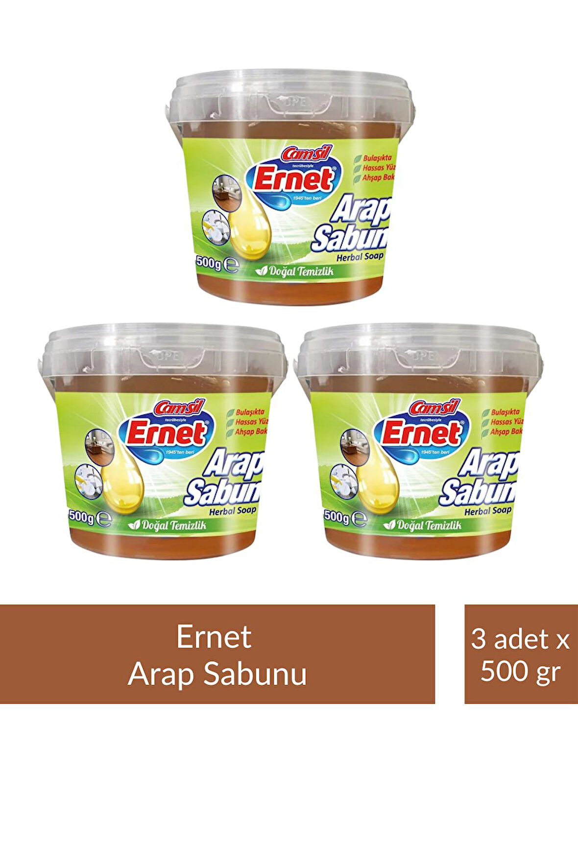 Ernet Sıvı Arap Sabunu Kase 500 gr x 3 Adet