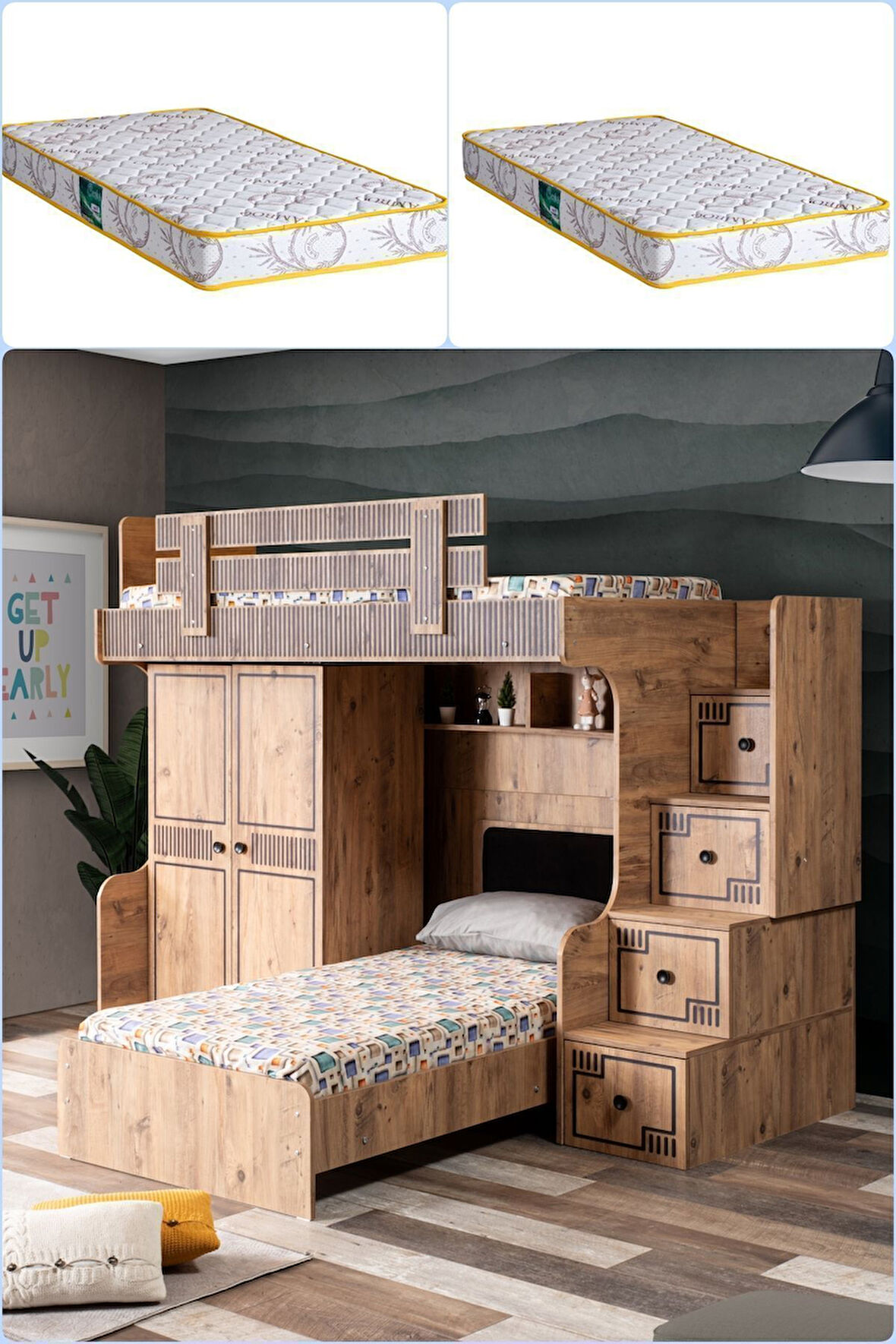 Ranza, Natural Ranza Karyola Dolap 2 Adet Comfort Yatak