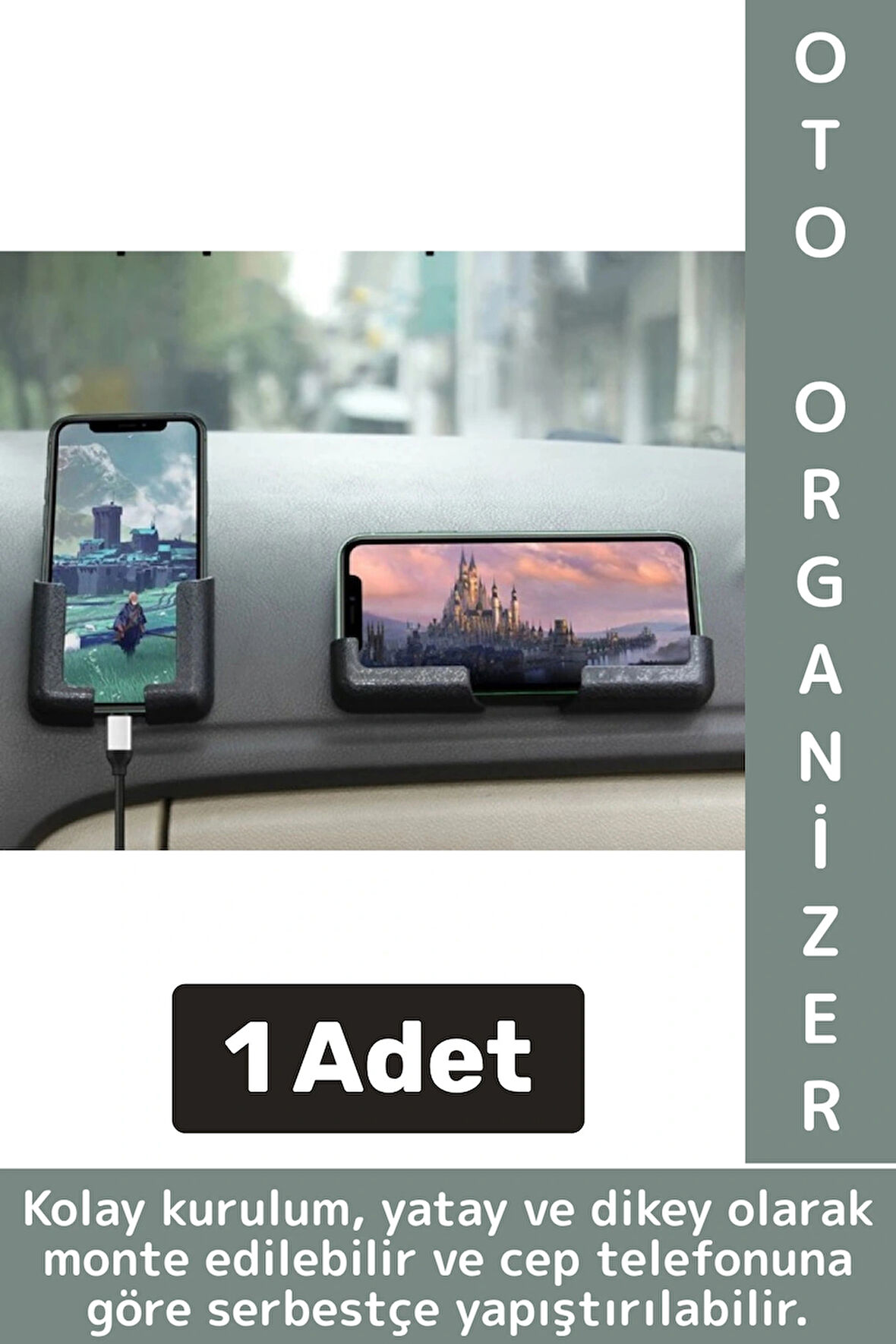 Kolay Montaj Oto Organizer Görüş Engellemez Ev Yatak Yanı Araç İçi Torpido Tablet Telefon Standı