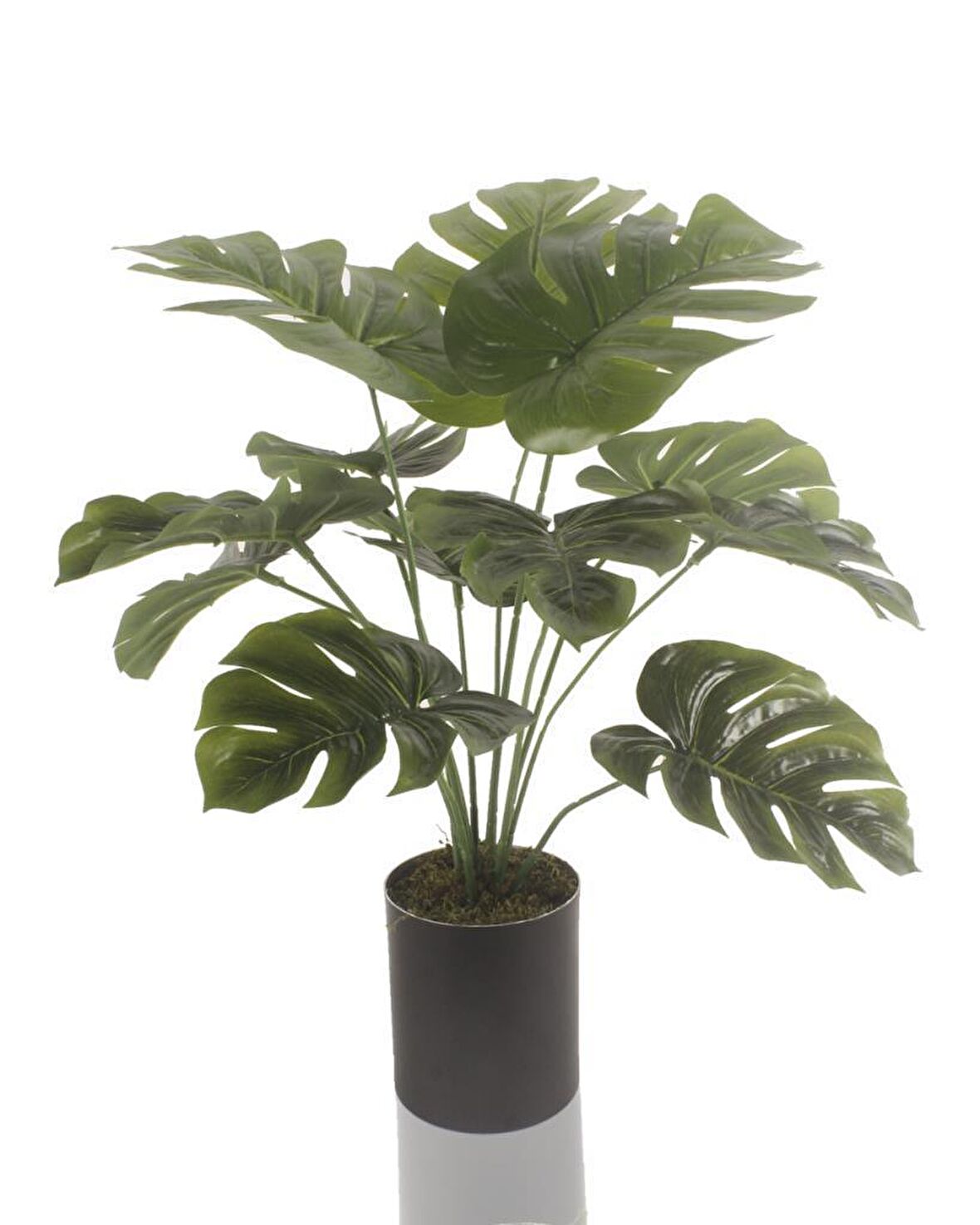 Yapay Çiçek Monstera Deve Tabanı Siyah Saksılı Salon Çiçeği 12 Yaprak