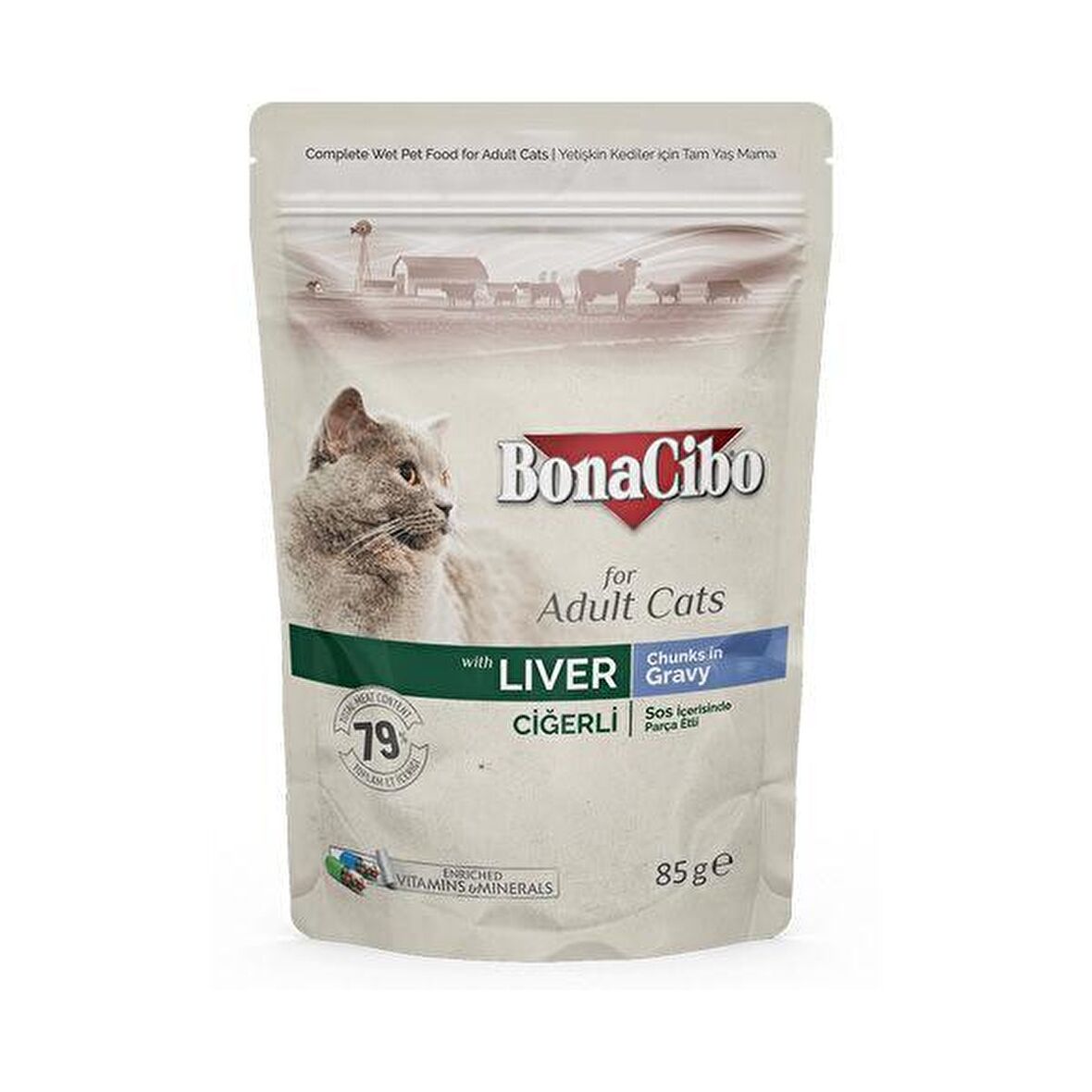 Soslu Ciğerli Pouch Yetişkin Kedi Yaş Maması 85 Gram x 12 Adet