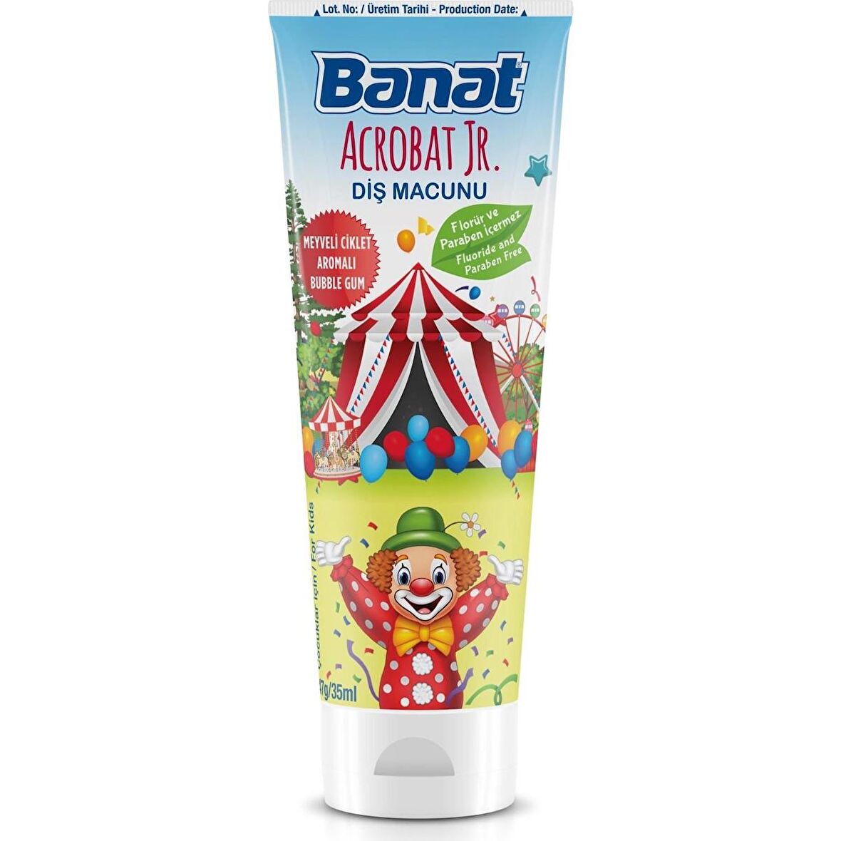 Banat Çocuk Diş Macunu 3+ Yaş Florürsüz Meyveli Ciklet Aromalı