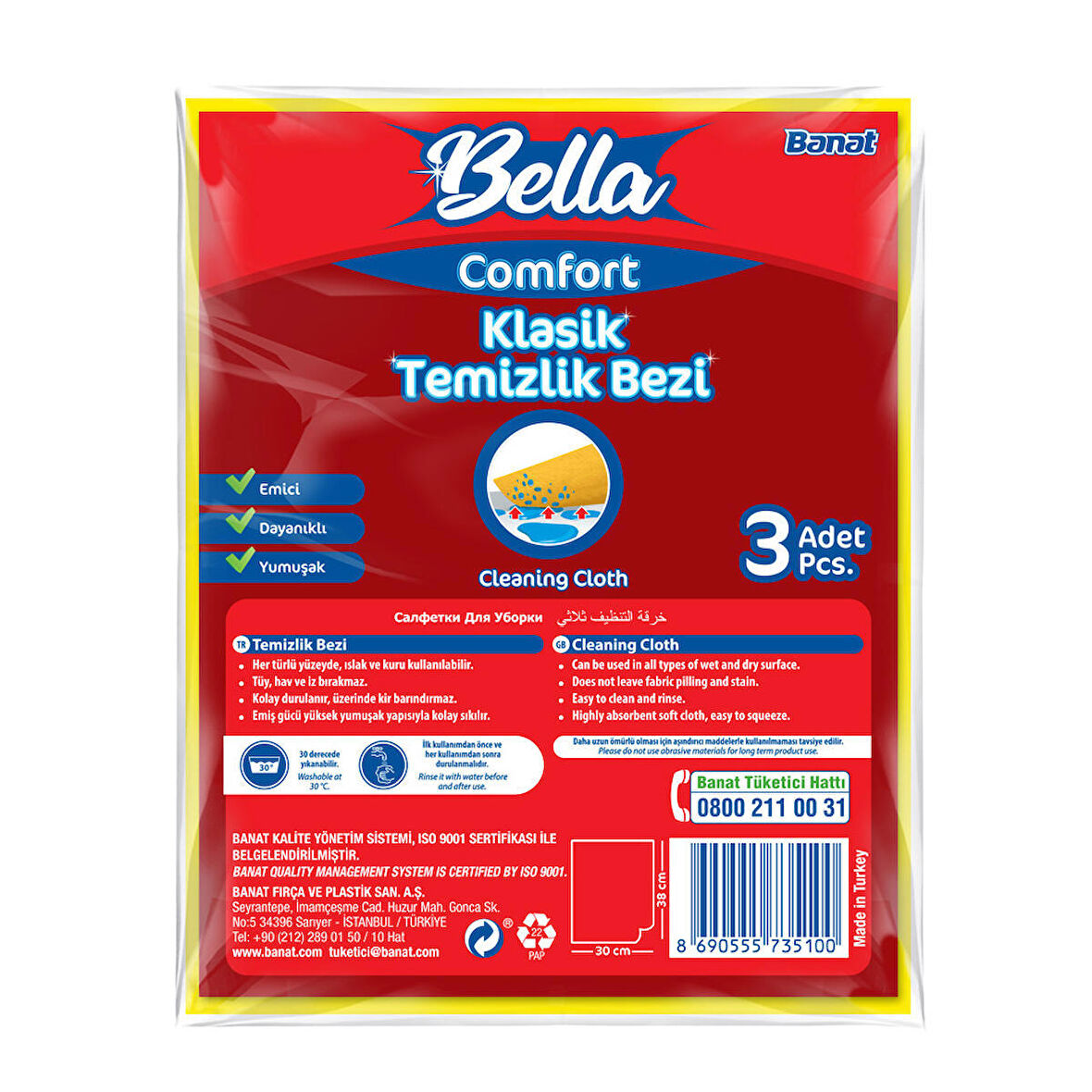 Bella Comfort Klasik Temizlik Bezi 3'lü