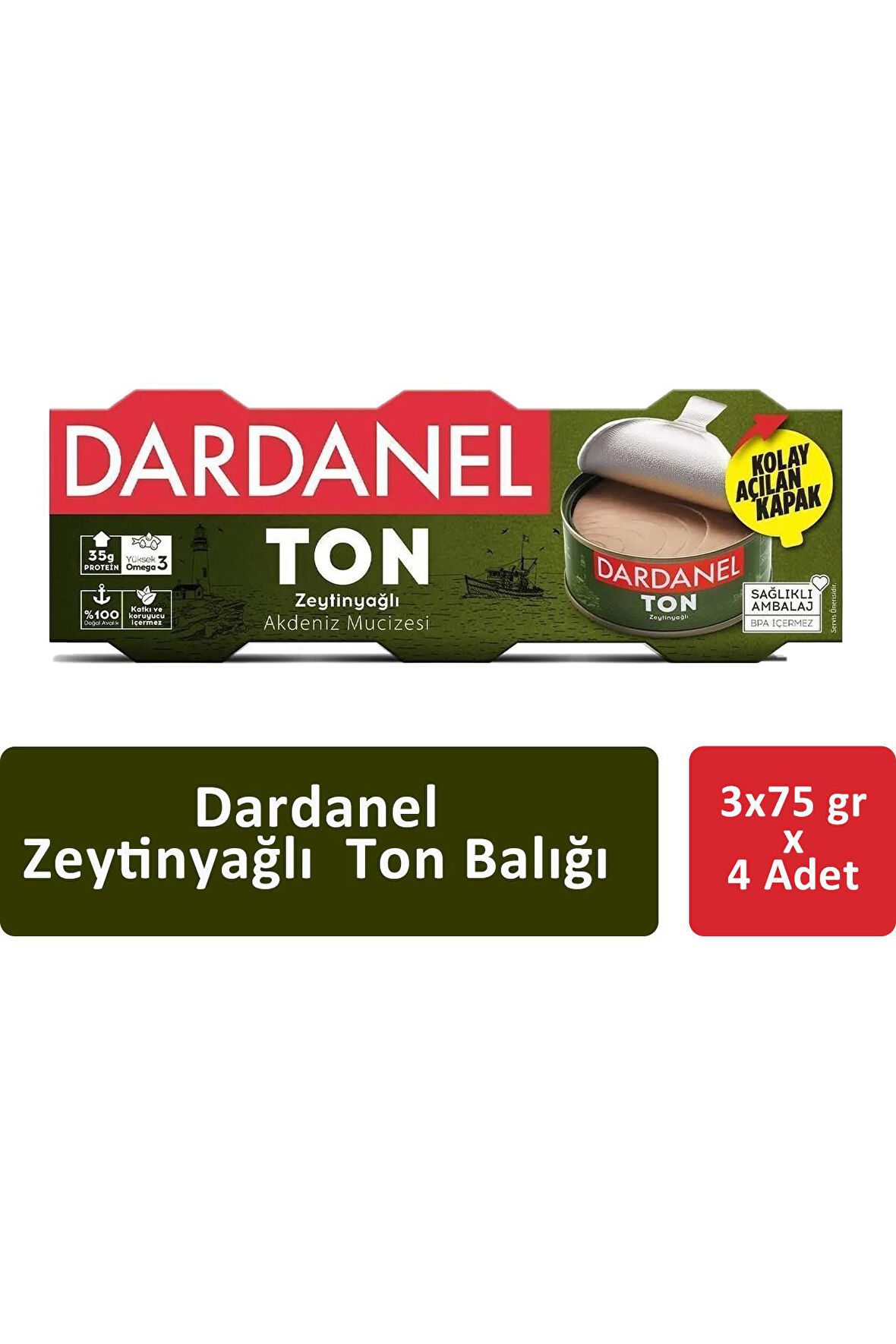 Dardanel Zeytinyağlı Ton Balığı 3 x 75 gr x 4 Adet