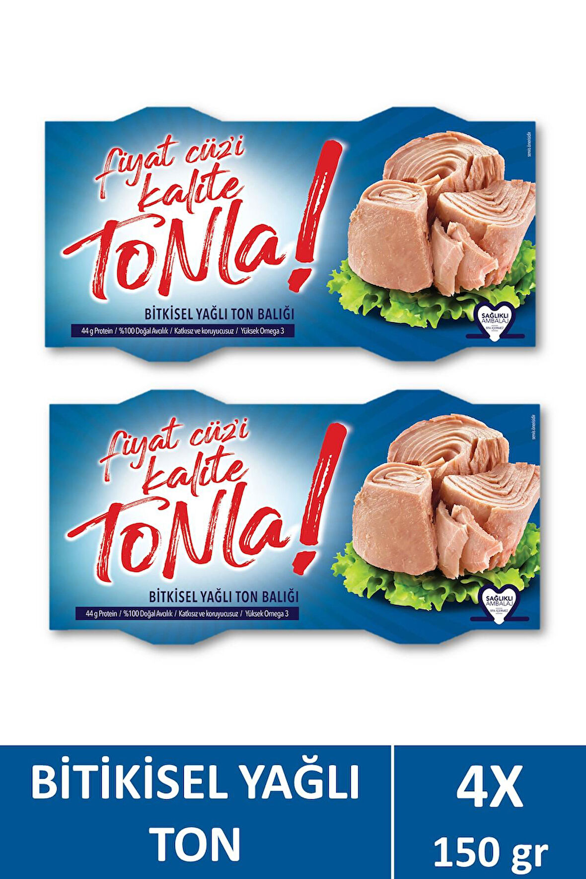 Kalite Tonla Ayçiçek Yağlı Ton Balığı 2x150 gr x2 Adet