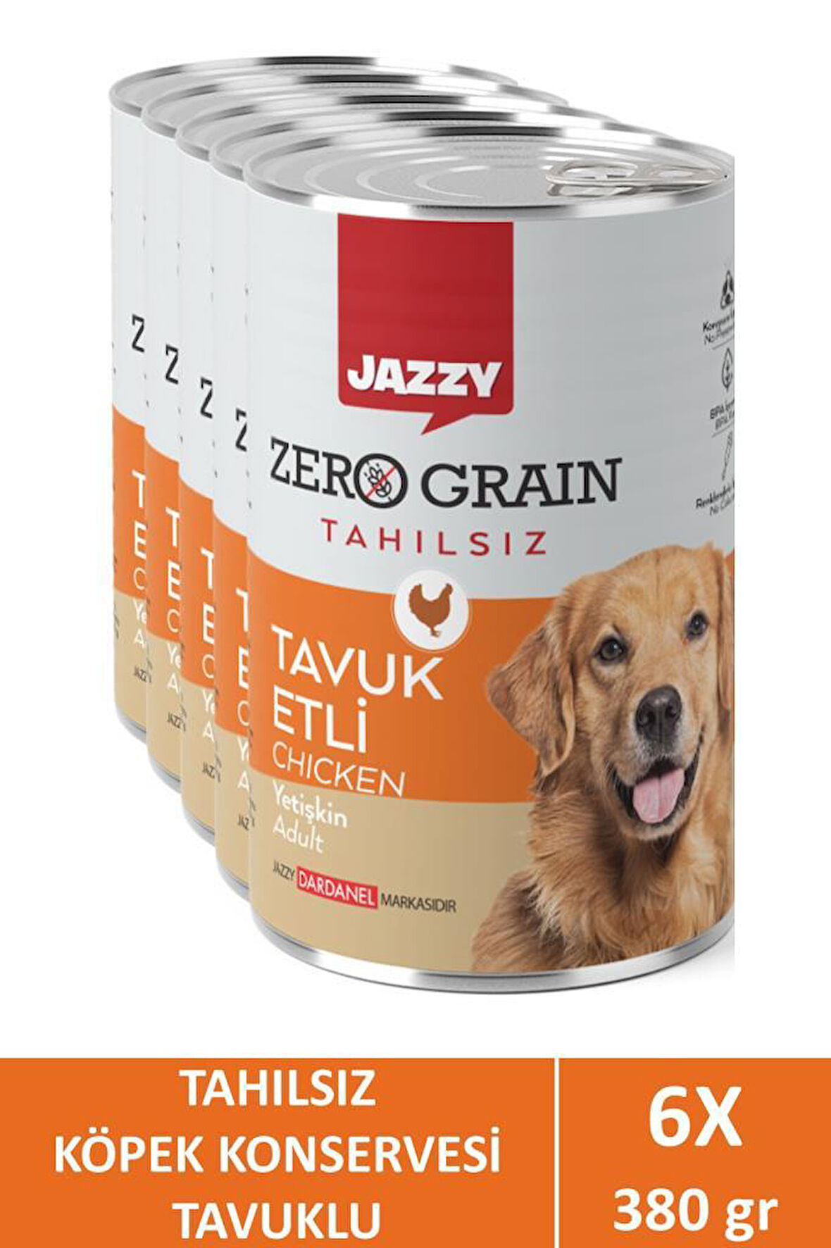 Jazzy Zero Grain Yetişkin Köpek Tavuklu 380 gr X 6 Adet