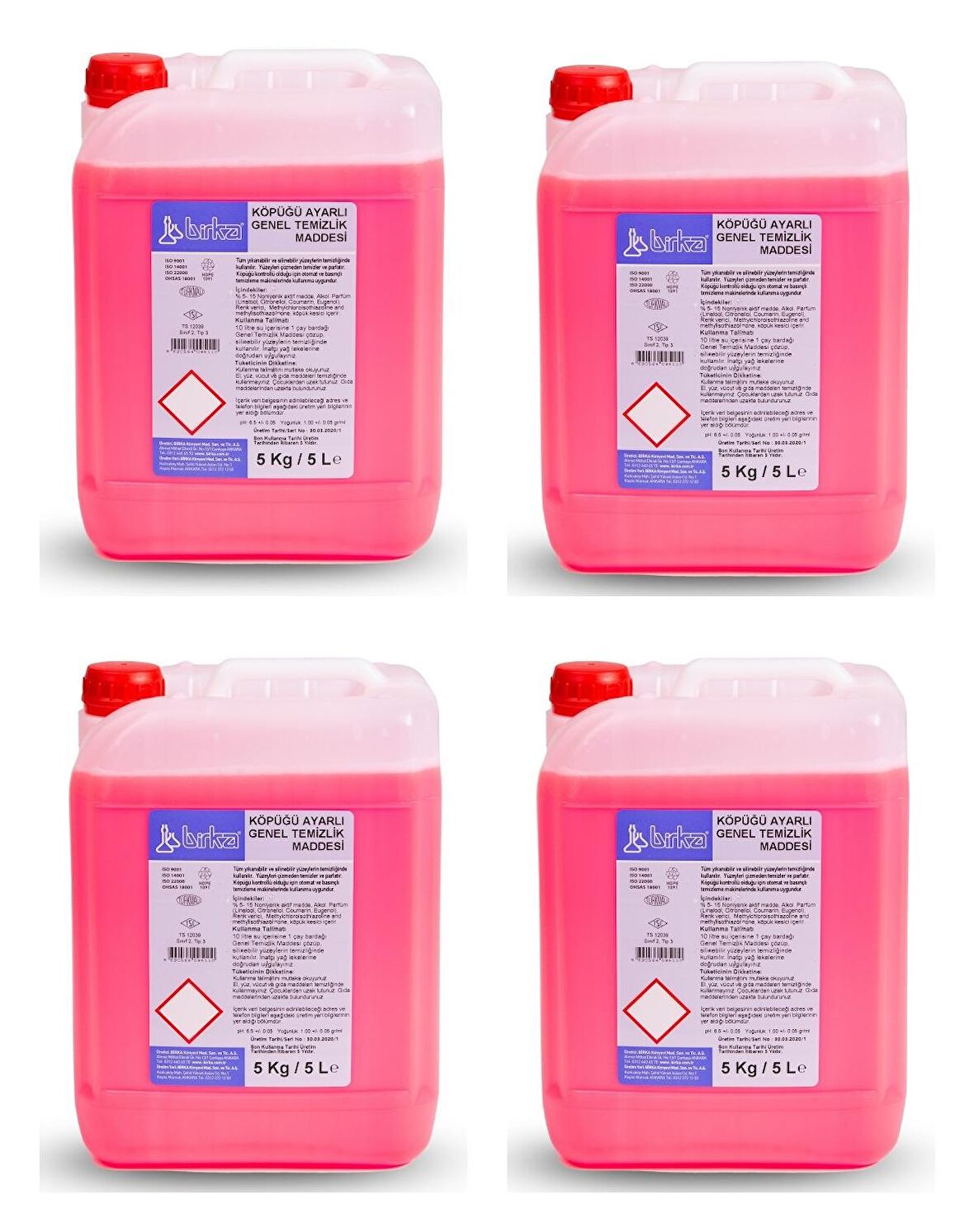 Birka Köpüğü Ayarlı Genel Temizlik Maddesi, 4 Adet x 5 Lt. (Yer Yıkama Makineleri İçin)