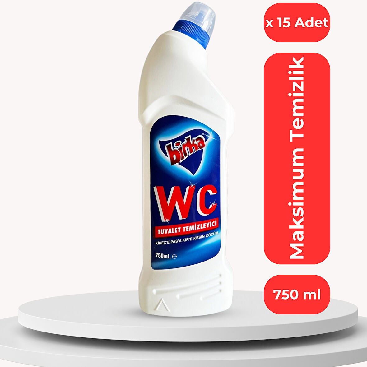 Birka WC Tuvalet ve Pisuvar Temizleyici 15 Adet x 750 ml - Güçlü Pas ve Kireç Çözücü, Tuvalet Hijyeninde Üstün Performans