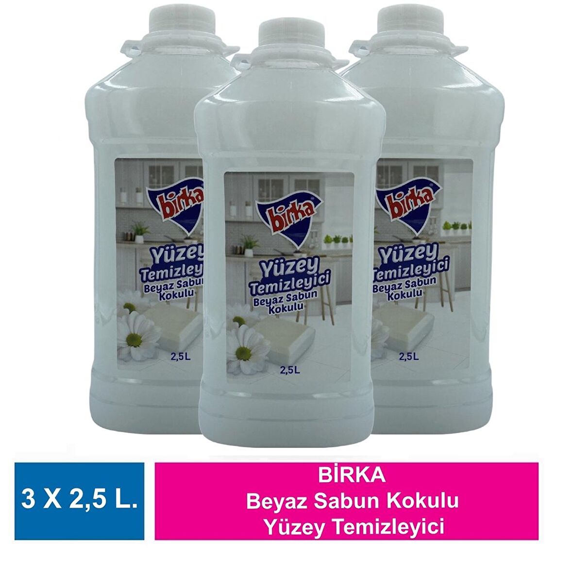 Birka Beyaz Sabun Kokulu Yüzey Temizleyici 3 Adet X 2,5 L.