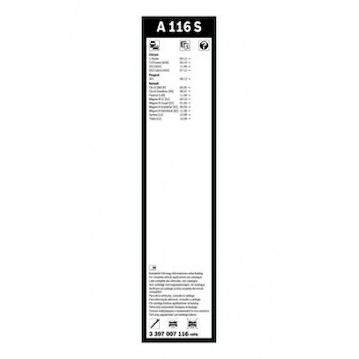 Renault Silecek Supurgesi Aerotwın 600 / 400mm A116s (flatblade Muz Tipi) Clio III Megane III Fluence Symbol - Bosch 3397007116