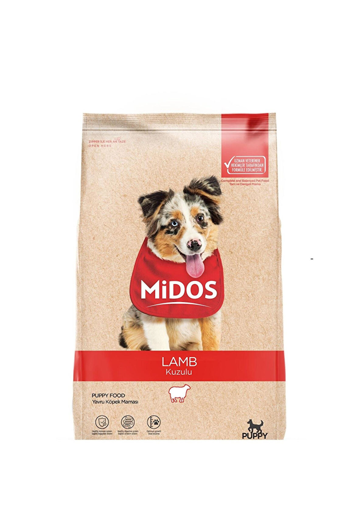 Midos Kuzu Etli ve Pirinçli Yavru Köpek Maması (Sağlıklı Büyüme) 15 Kg