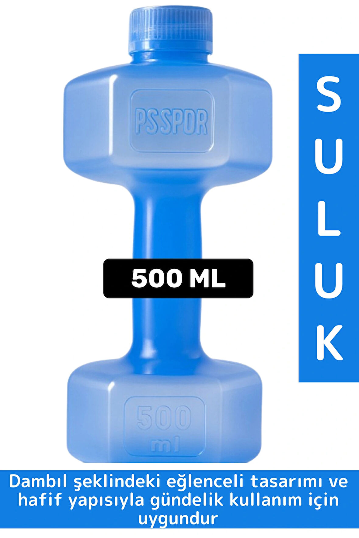 Dayanıklı Plastik Gündelik Spor Fitness Şık Tarz Eğlenceli Dumbell Tasarımlı Dambıl Suluk 500 ML