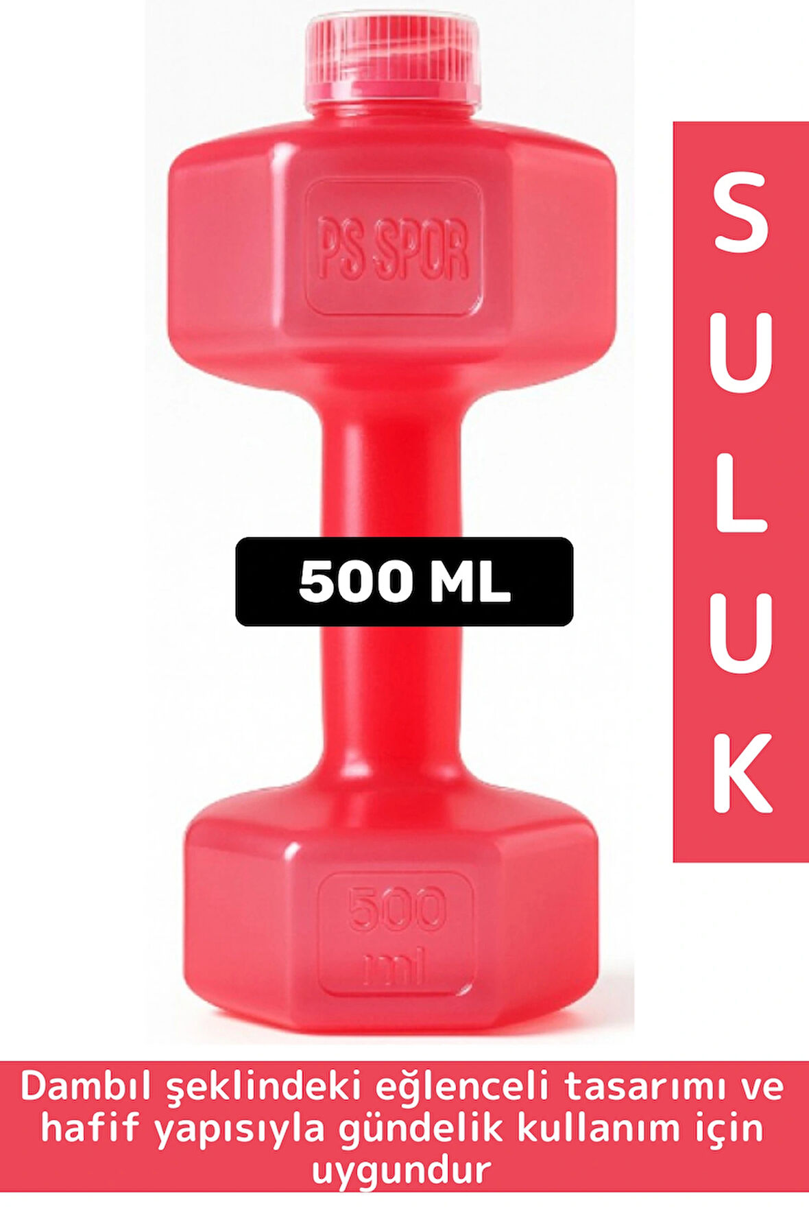 Dayanıklı Plastik Gündelik Spor Fitness Şık Tarz Eğlenceli Dumbell Tasarımlı Dambıl Suluk 500 ML