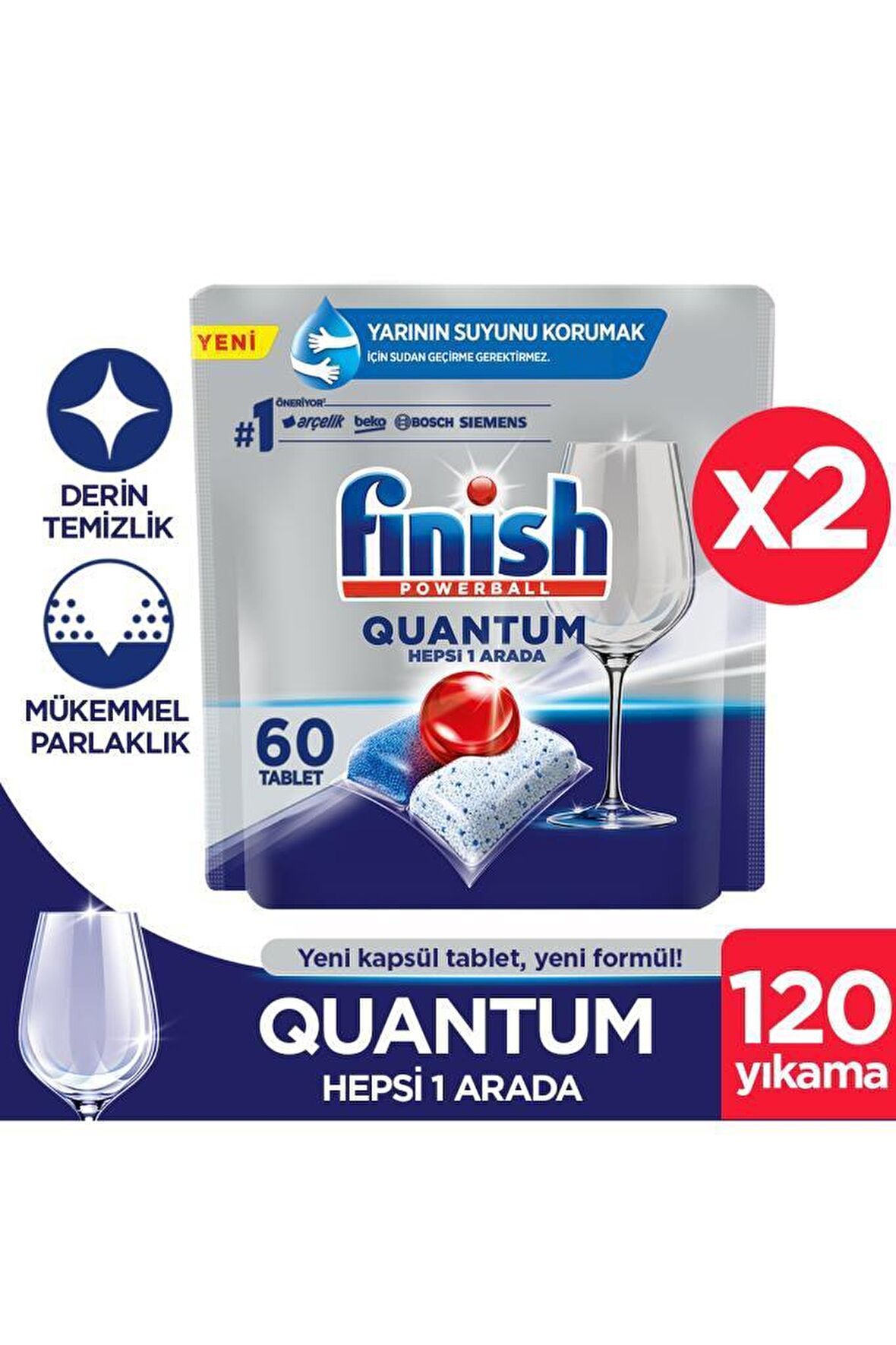 Finish Quantum 80 Yıkama Tablet Bulaşık Makinesi Deterjanı 2x60 Adet 