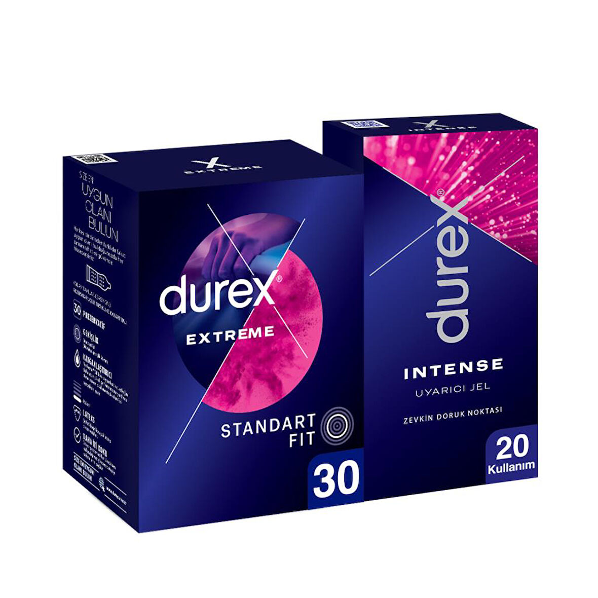 Durex Extreme Geciktiricili ve Tırtıklı Prezervatif 30'lu + Durex Intense Uyarıcı Jel 10ml