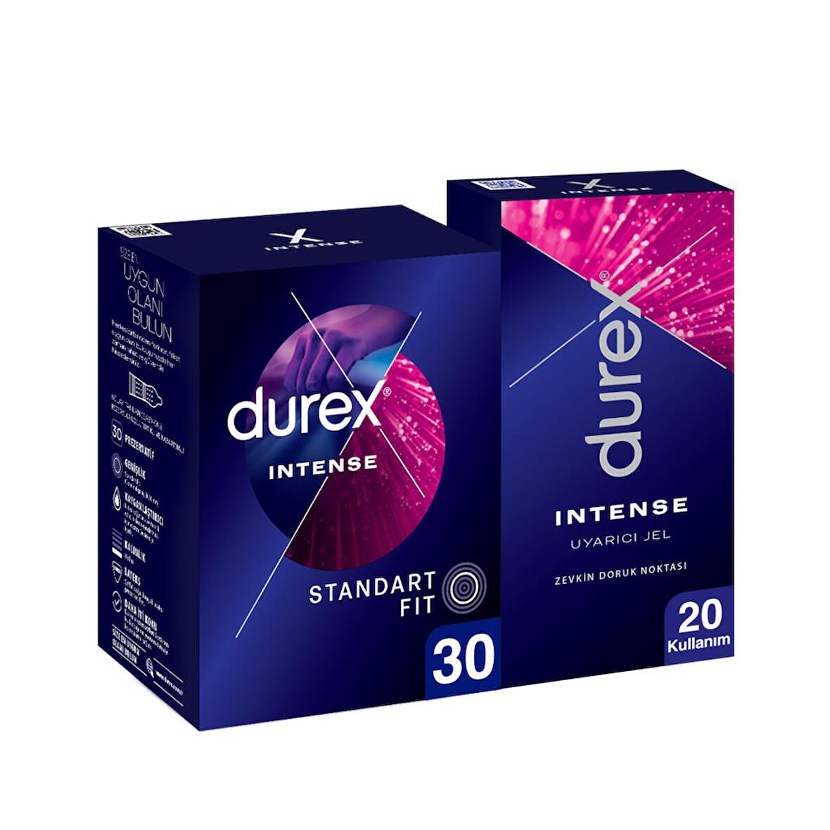 Durex Intense Uyarıcı Jelli ve Tırtıklı Prezervatif 30'lu + Durex Intense Uyarıcı Jel 10ml