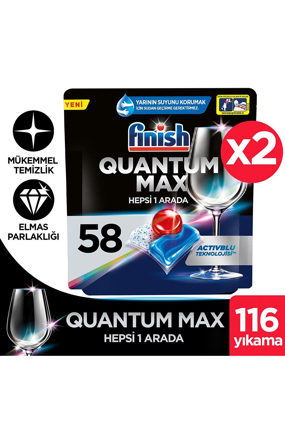 Finish Quantum Max Bulaşık Makinesi Deterjanı 116 Tablet 58 x 2