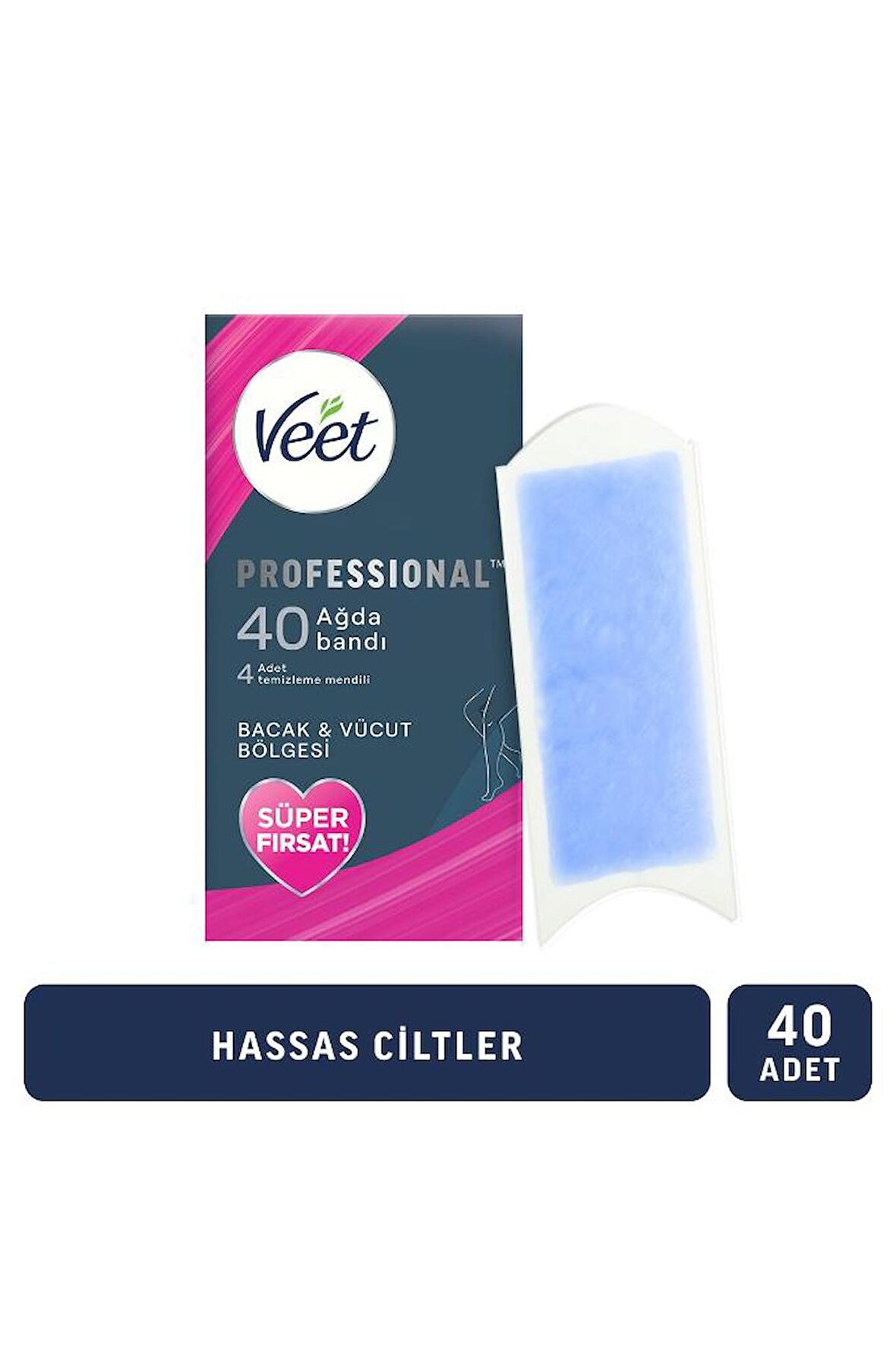 Veet Professional Bacak - Vücut için Ağda Bandı 40'lı