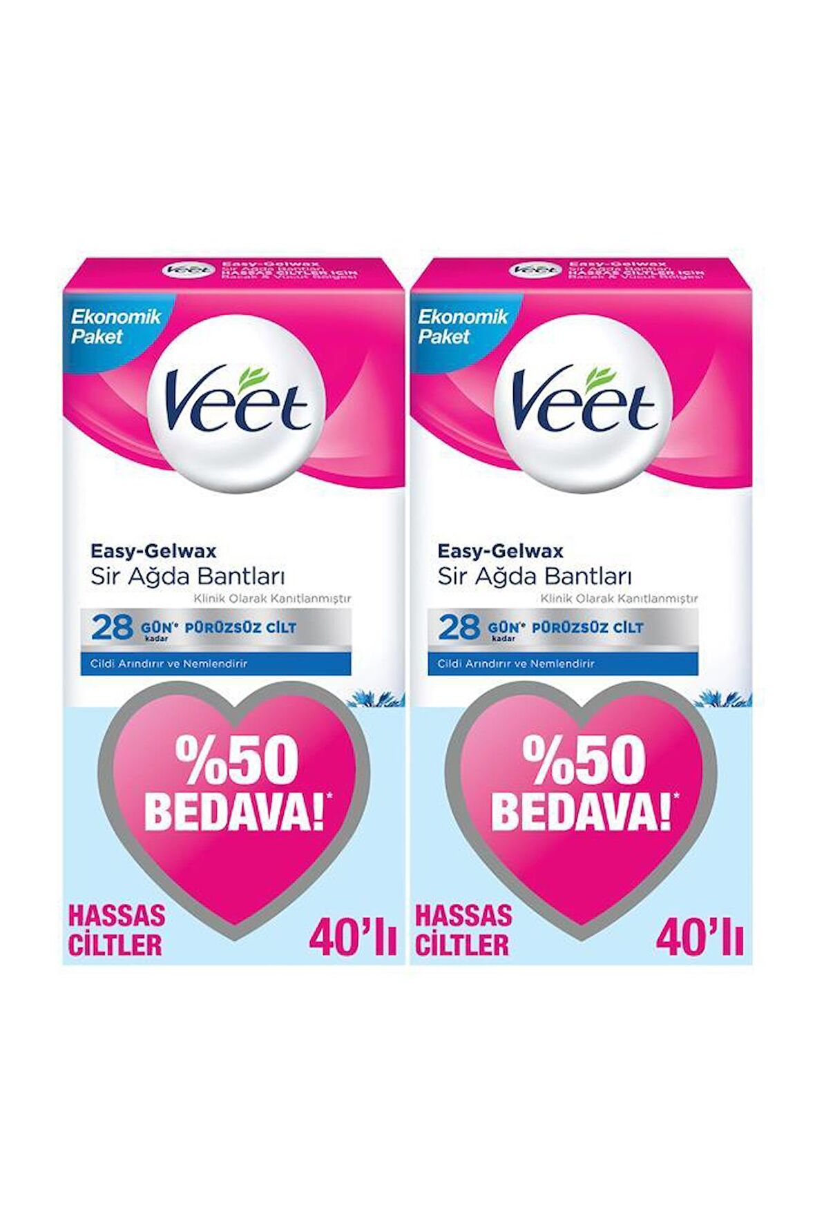 Veet Ağda Bandı Bacak & Vücut Bölgesi- Hassas Ciltler 80 Adet Mega Fırsat Paketi