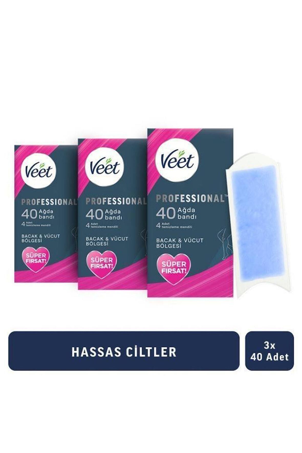 Veet Professional Ağda Bandı Hassas Ciltler Süper Fırsat 120'li (40 x 3)