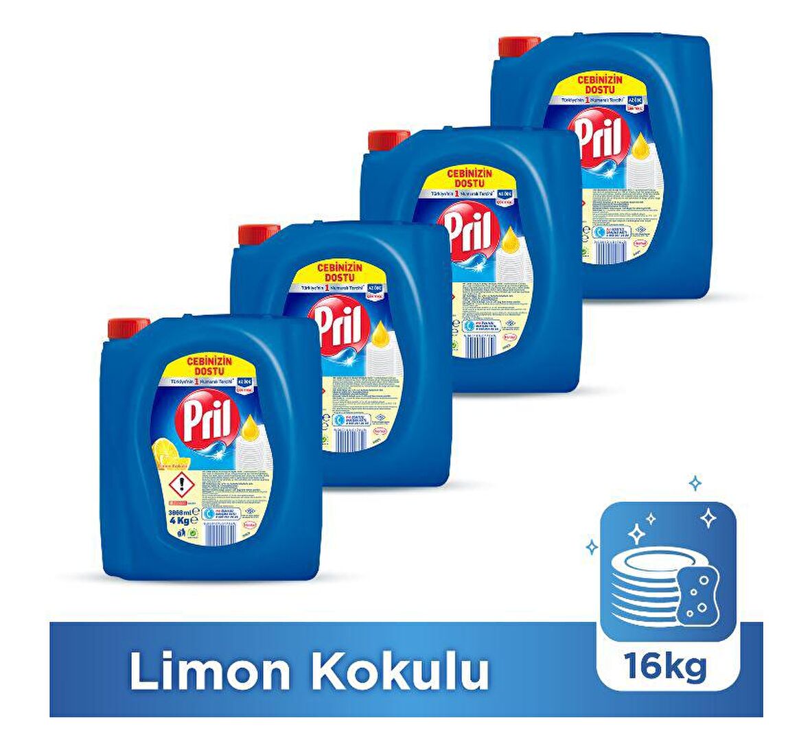 Pril Limonlu Sıvı Elde Yıkama Deterjanı 4 x 4 lt 