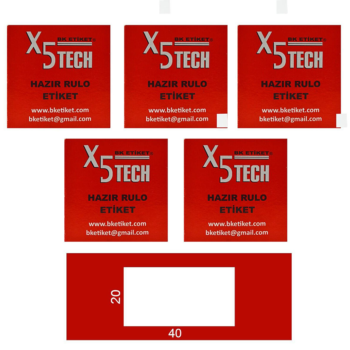 Bk Etiket X5 Tech Kutulu Hazır Etiket 20x40 375 Adet 5 Kutu