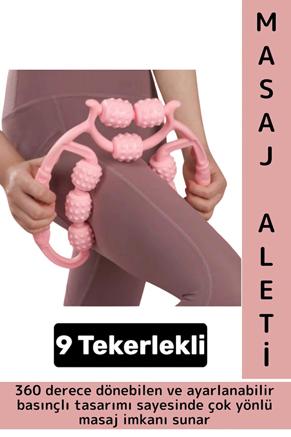 Cilt Sıkılaştıran Bacak Kol Omuz Boyun 9 Teker Ayarlanabilir Basınç Çift Taraflı Selülit Masaj Aleti