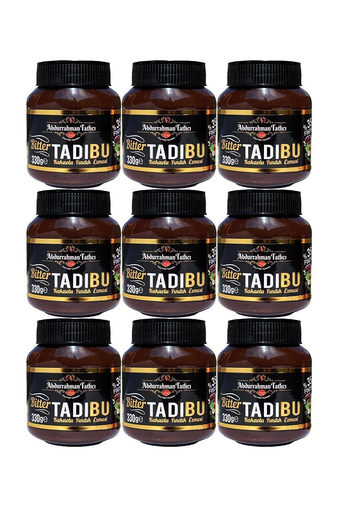Abdurrahman Tatlıcı Tadıbu Bitter Kakaolu Fındık Ezmesi 330 gr X 9 Adet