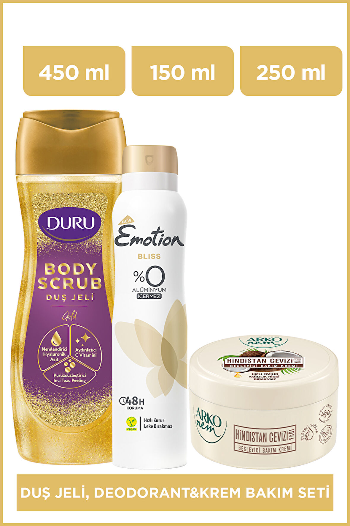 Duş Jeli , Deodorant & Krem Bakım Seti