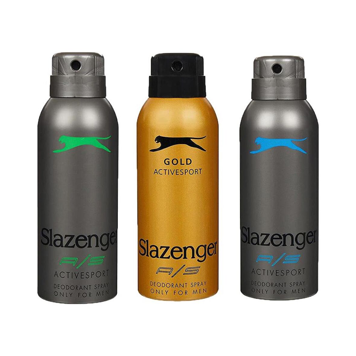 Slazenger Activesport Gold Erkek Deodorant 150ML + Mavi Erkek Deodorant 150ML + Yeşil Erkek Deodorant 150ML 3lü Set