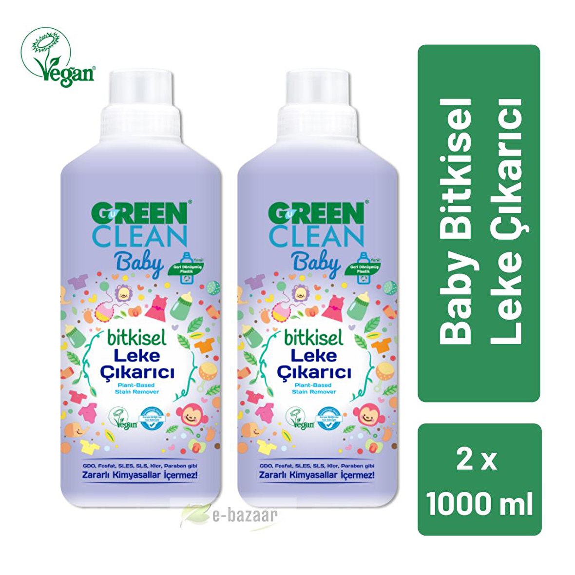 U Green Clean Baby Bitkisel Leke Çıkarıcı 1000 ml - 2'li Paket