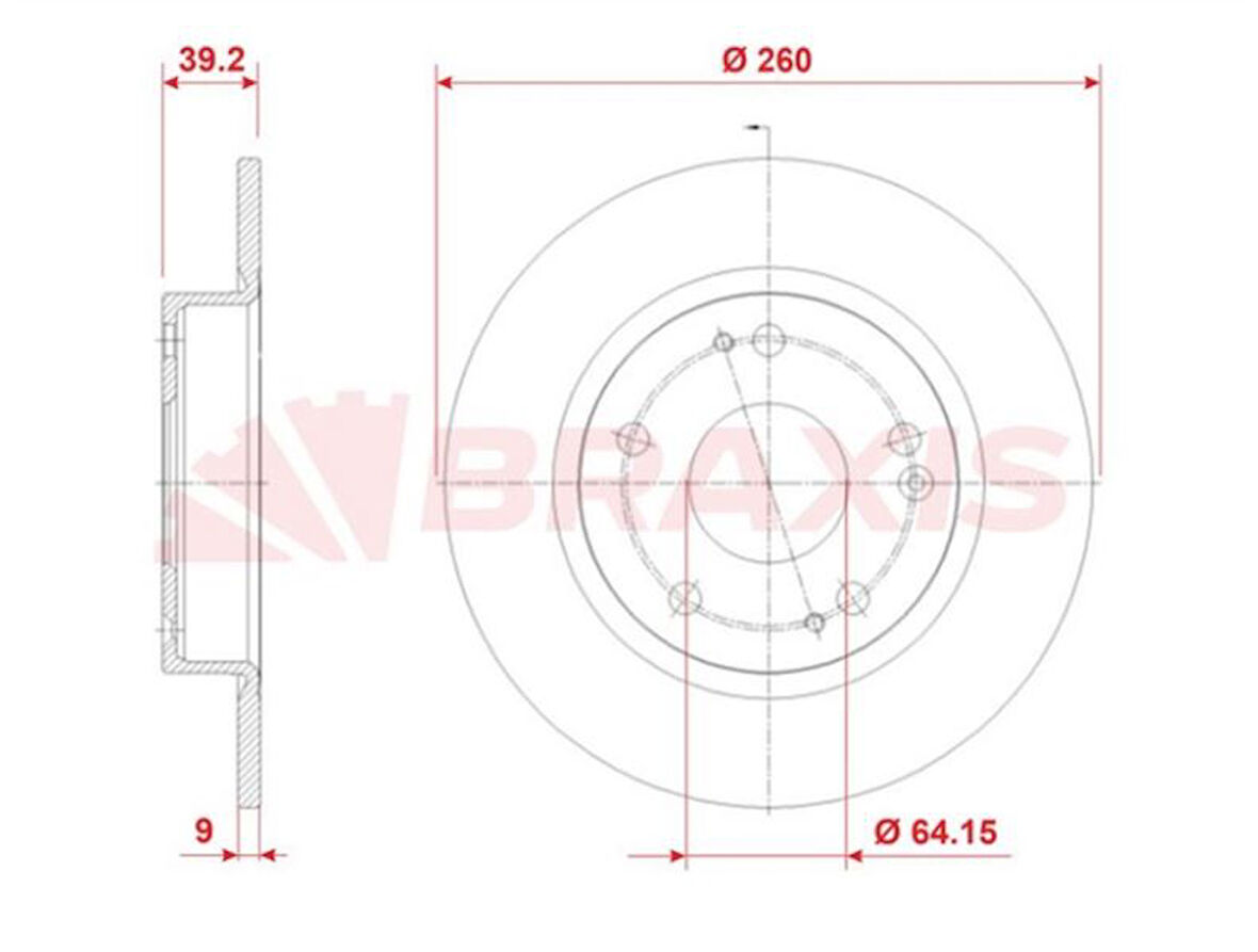 Honda Arka Fren Diski Honda CIVIC X 16>21 Fc5 Kasa / CIVIC 21> 1.6 (260x5) - Braxıs Ad1103
