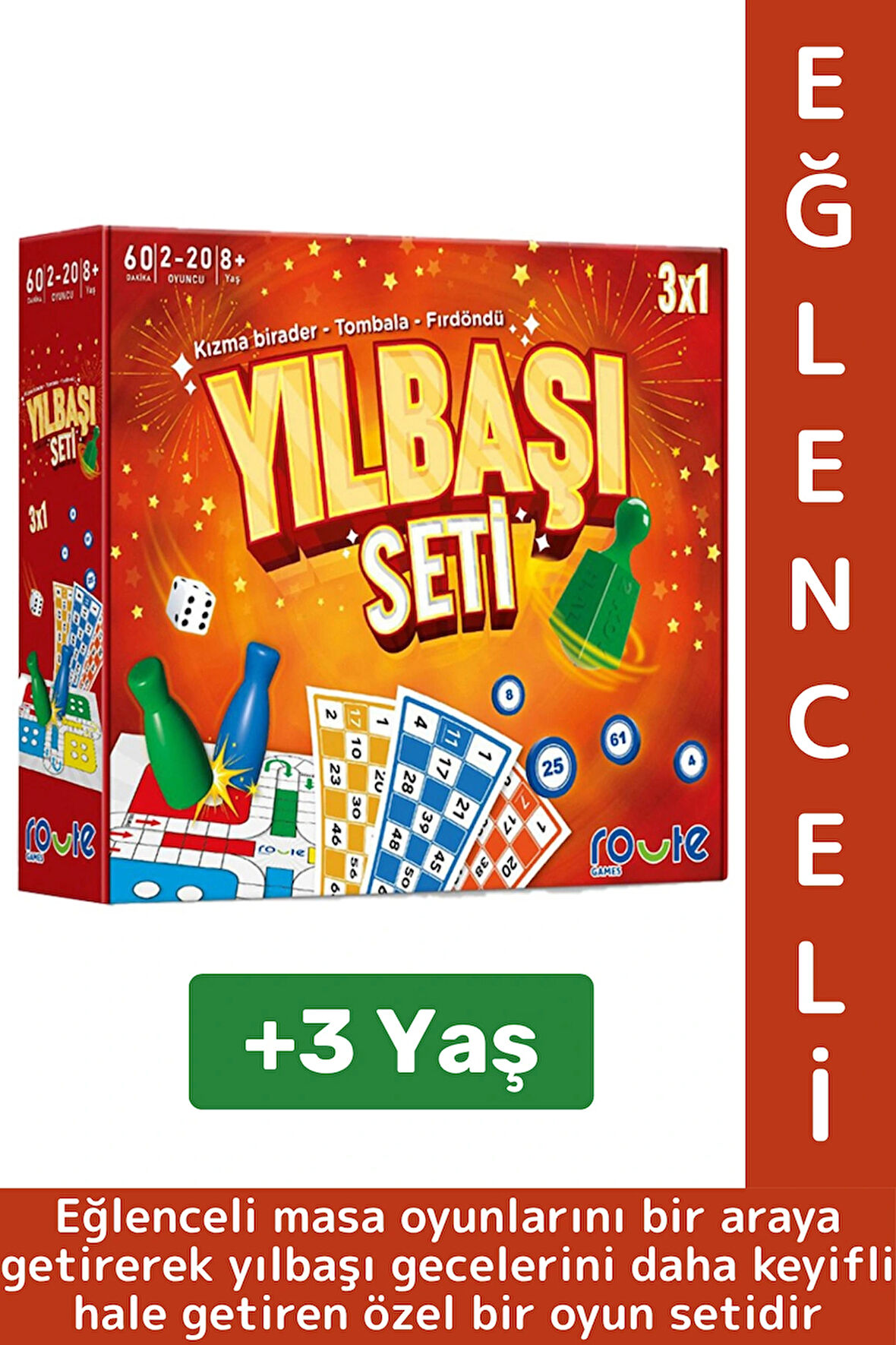 Eğlenceli Christmas Etkinlik Kızmabirader Tombala Fırdöndü 3 in 1 Çocuk Aile Oyun Özel YILBAŞI SETİ