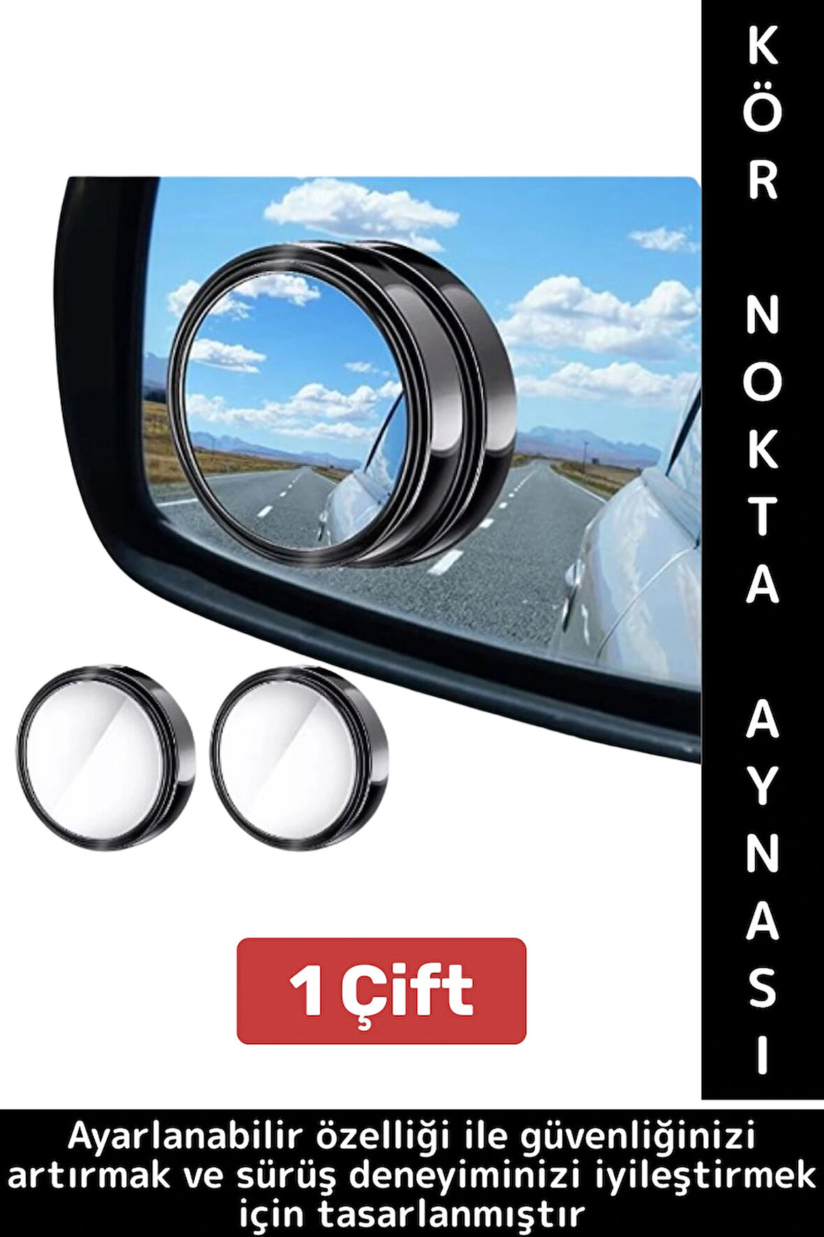 Tüm Araçlarla Uyumlu Kolay Montaj Görüş Güvenlik Artıran Oto Yan Ayna Ayarlanabilir Kör Nokta Aynası