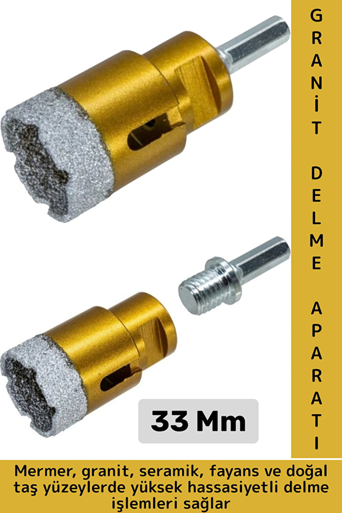 Ev Atölye İnşaat Yüksek Sert Hızlı Delme Seramik Fayans Doğal Taş Mermer Granit Delme Aparatı 33 Mm
