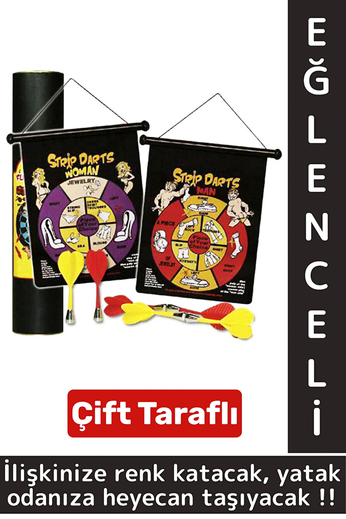 Özel Gün Gece Sevgili Çift Genç Yetişkin Fantezi 4 Manyetik Dartlı Çift Yüzeyli Strip Darts Oyunu