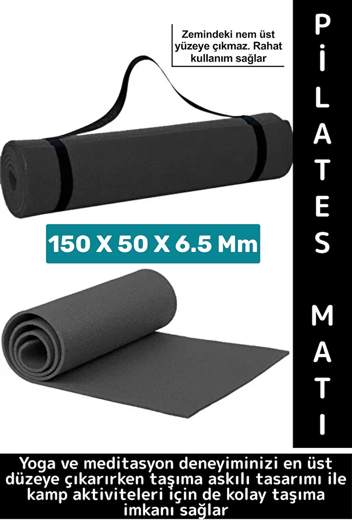 Taşıma Askılı Konforlu Su Geçirmez Kaymaz Pilates Aerobik Fitness Çadır Zemin Yer Minderi Kamp Matı