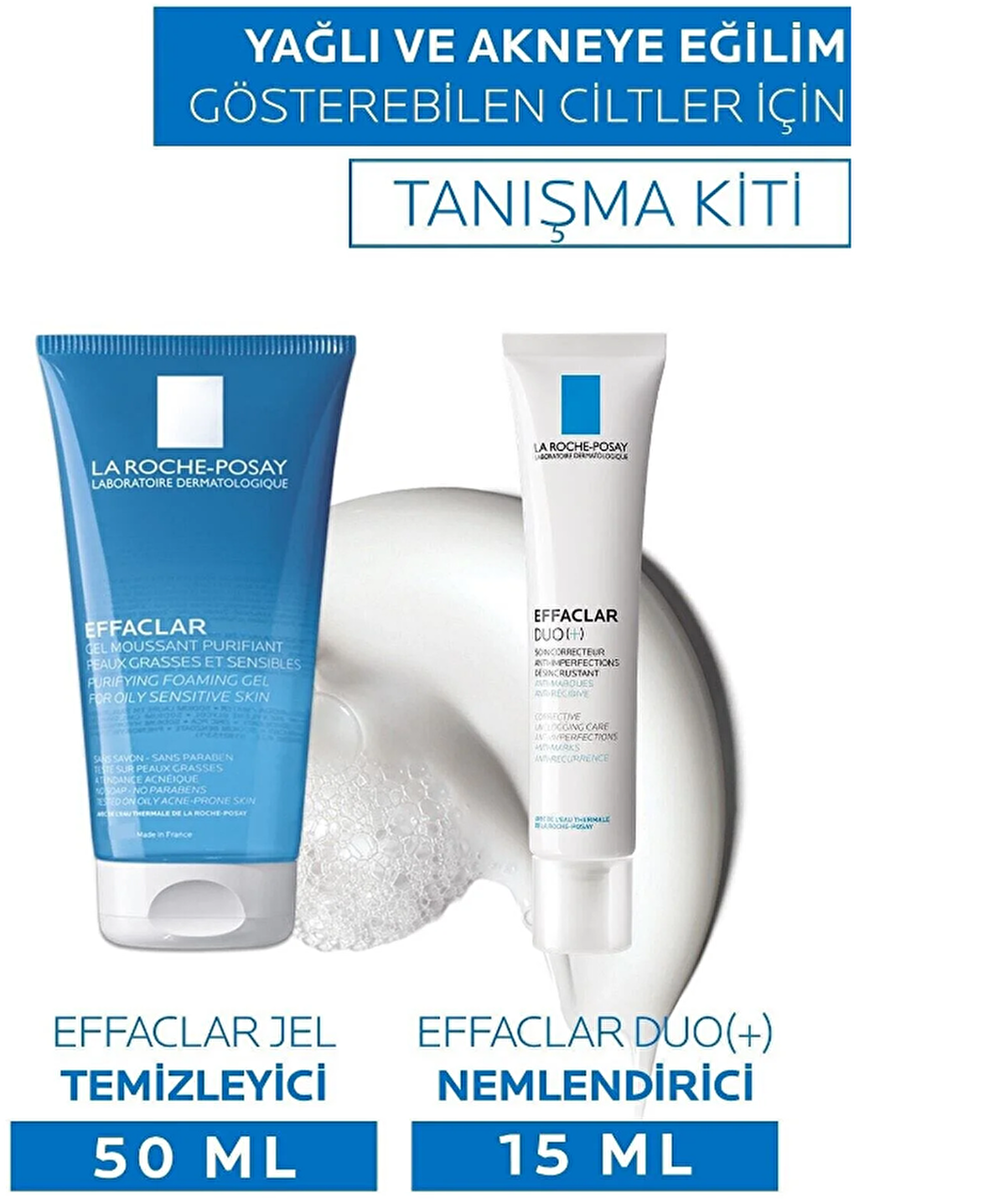 La Roche Posay Effaclar Hassas Ciltler İçin Yatıştırıcı Parabensiz Akne Jel Tanışma Kiti  31-50 ml 