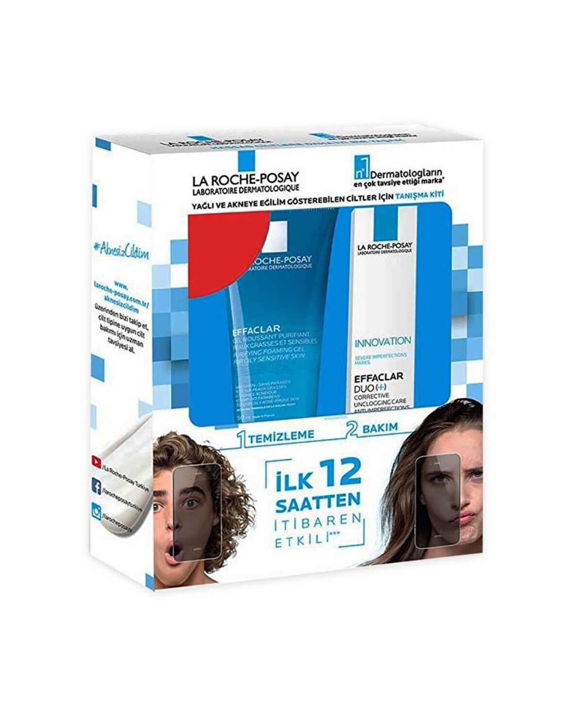 La Roche Posay Effaclar Hassas Ciltler İçin Yatıştırıcı Parabensiz Akne Jel Tanışma Kiti  31-50 ml 