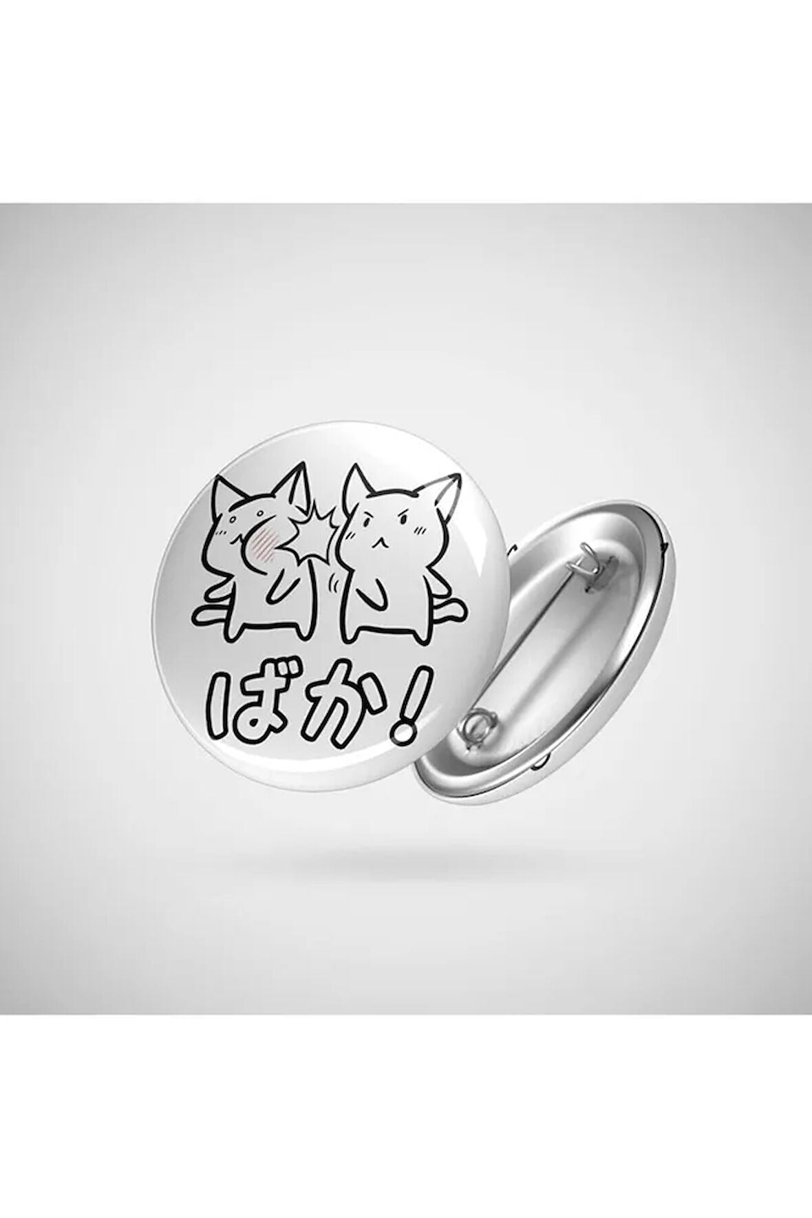 Kawaii Neko Baka Anime Rozet 44mm