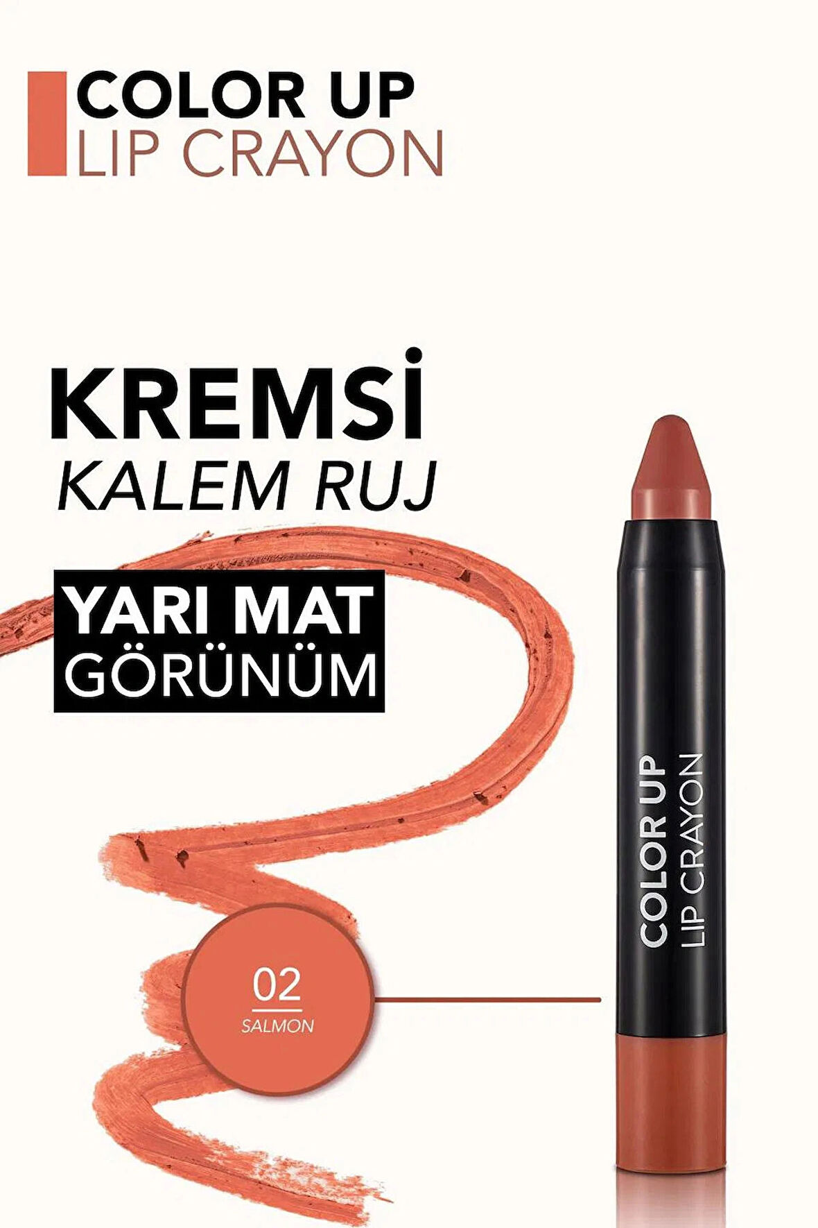 Flormar Color Up Yüksek Pigmentli & Yarı Mat Bitişli Kremsi Kalem Ruj - 002 SALMON
