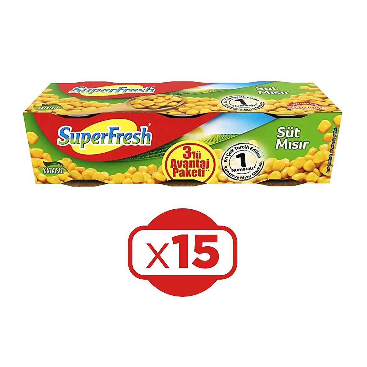 SuperFresh Mısır Konserve 3x200 gr x 15 Paket