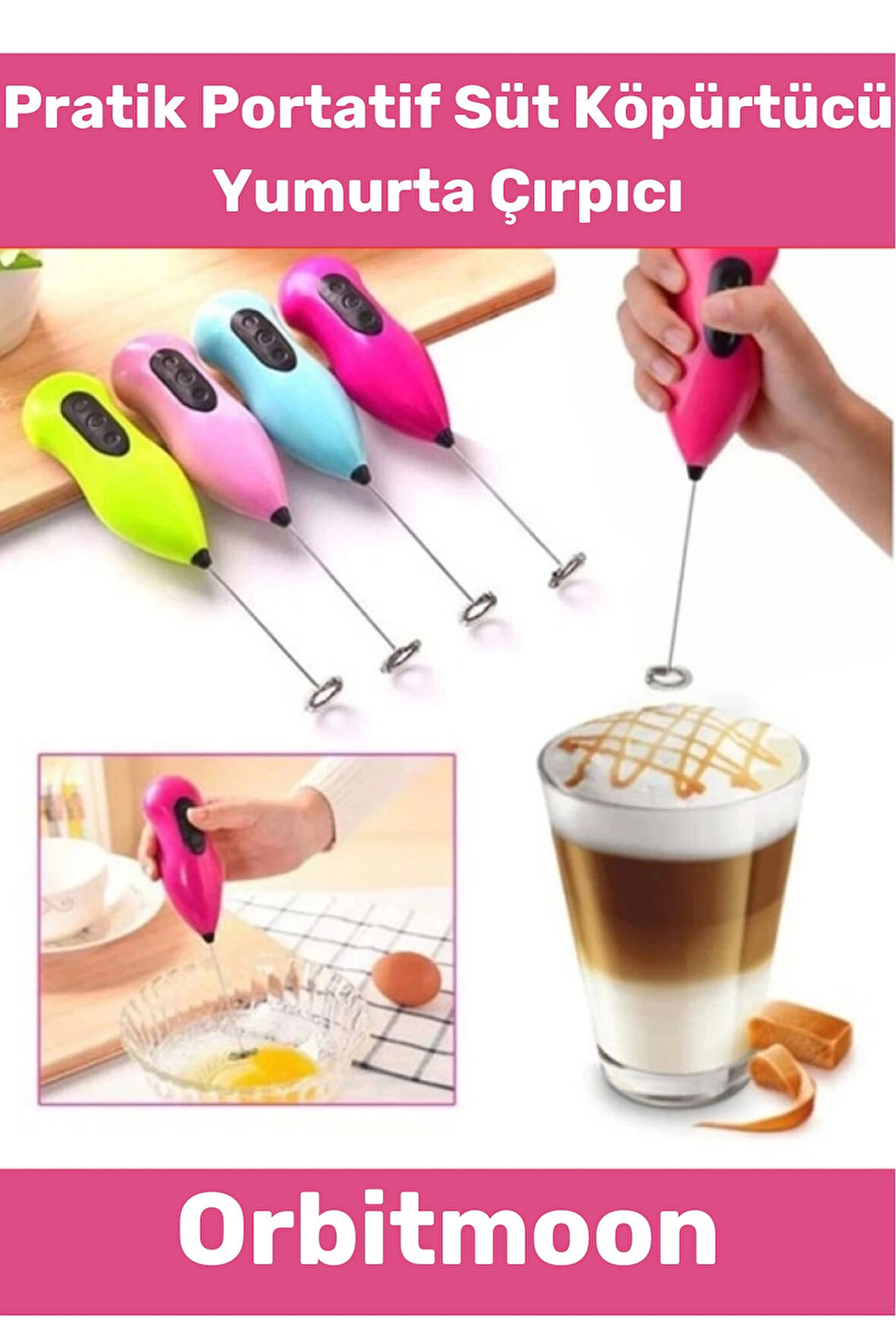 Premium Portatif Çelik Uçlu Kahve Sos Krema Mama Süt Köpürtücü Yumurta Çırpıcı Pilli Mini Mikser