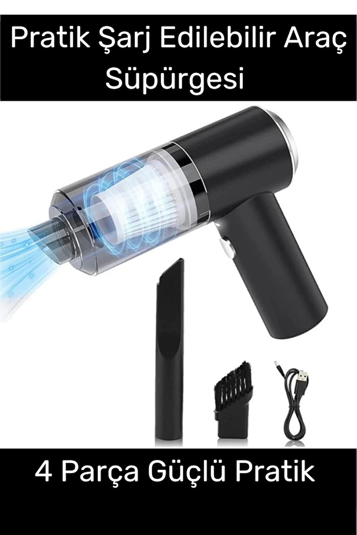 Özel Seri 9000Pa Çekiş 4000mAh Pil Otomatik Aydınlatmalı Taşınabilir Katlanabilir Araç Süpürgesi