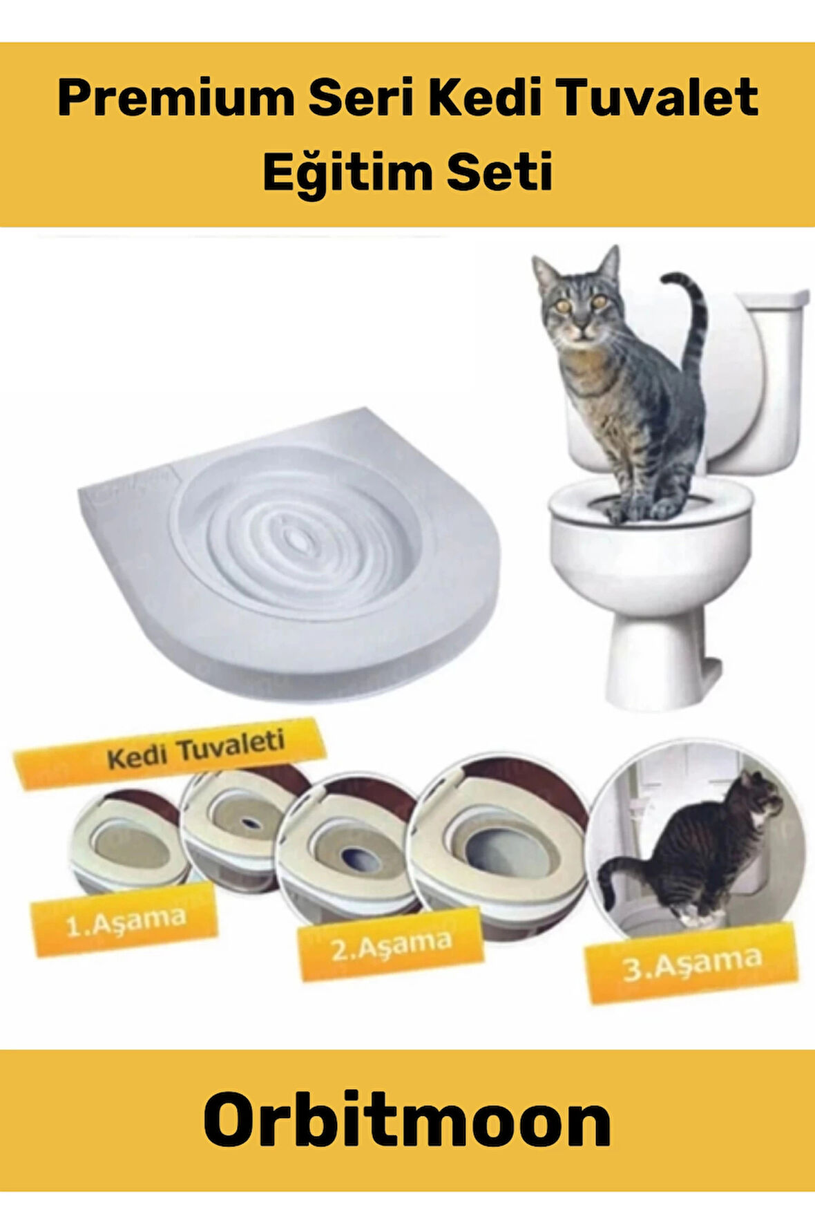 Premium Seri Kum Kabı Wc Klozet Alıştırma Kapağı Yetişkin Yavru Kedi Hijyenik Tuvalet Eğitim Seti