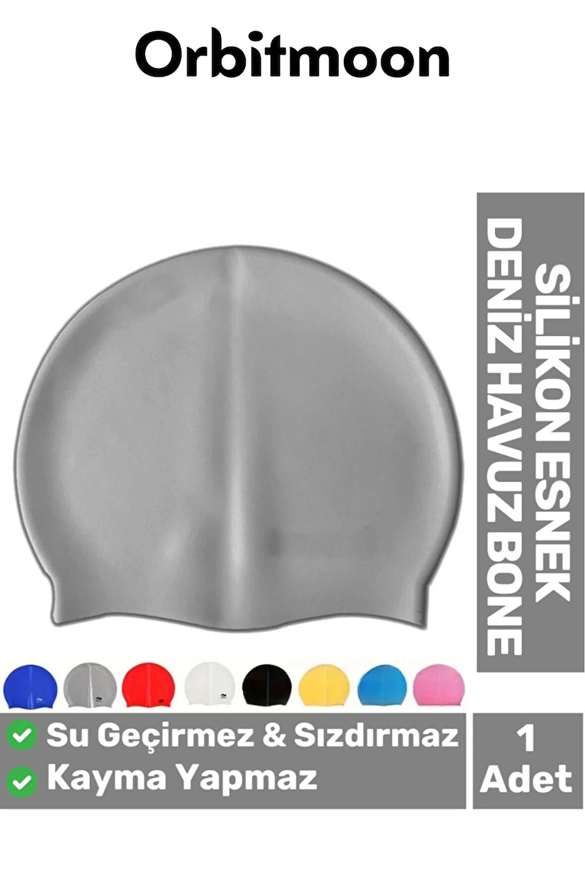 Premium Seri Su Geçirmez Sızdırmaz Kaymaz Silikon Yüzücü Elastik Yüzme Şapkası Havuz Deniz Bonesi